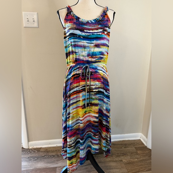 Neiman Marcus abstract striped colorful maxi dress SZ S/M - Picture 6 of 14